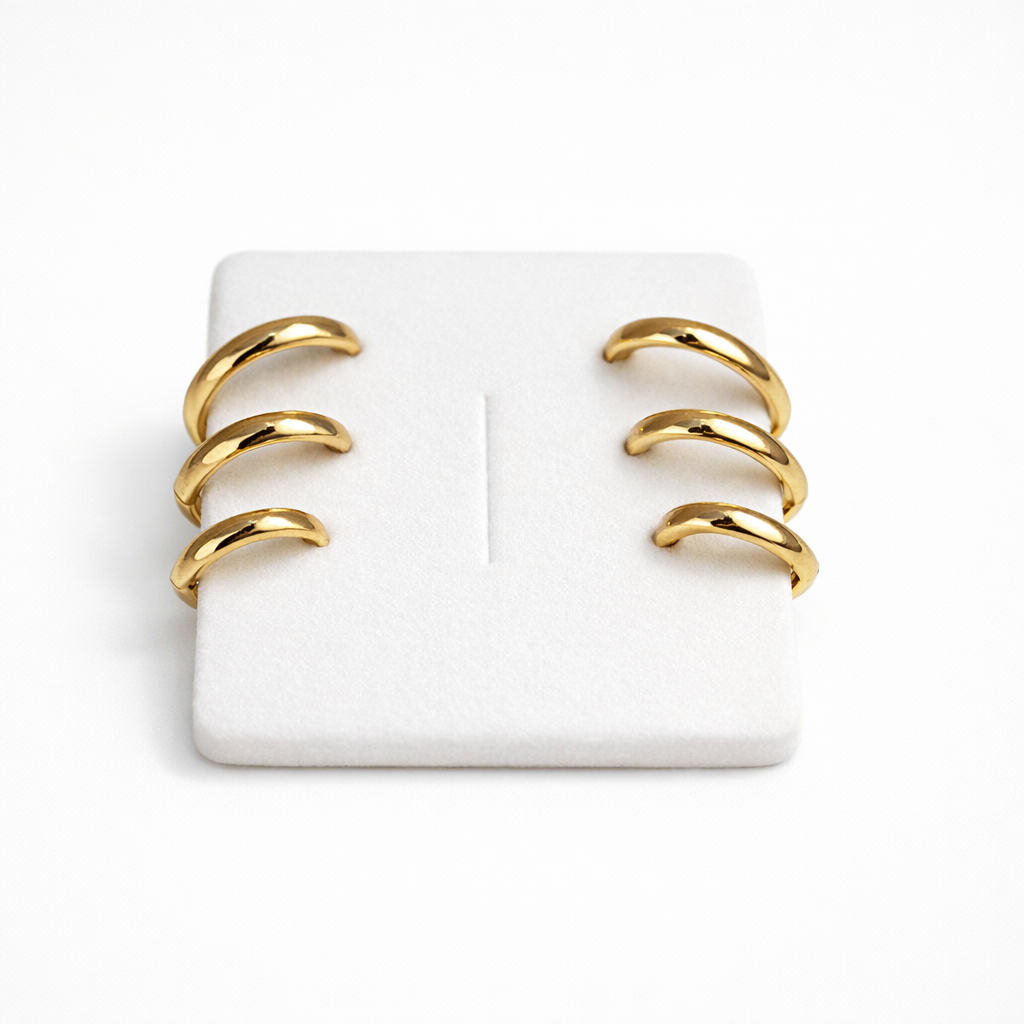 Trio mini argolas ouro 18k