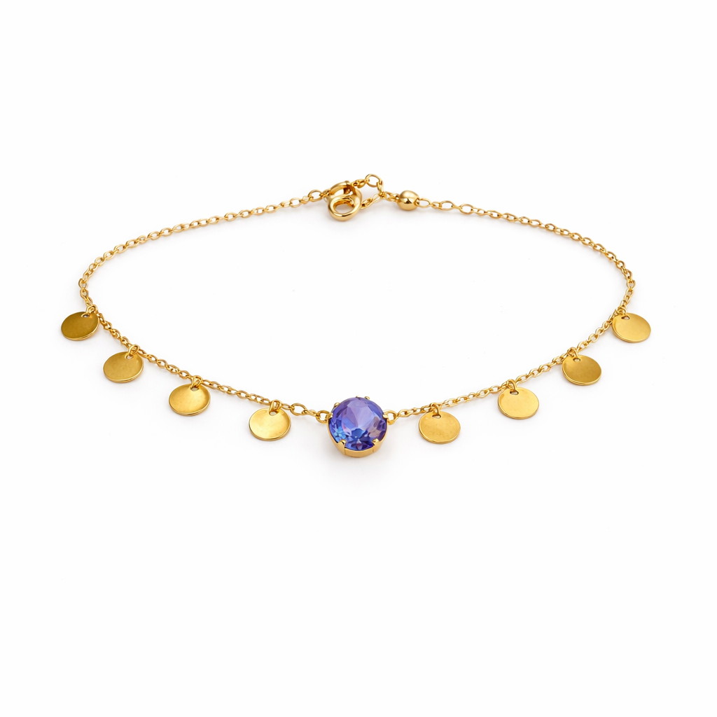 Pulseira ouro pedra iolita 18k